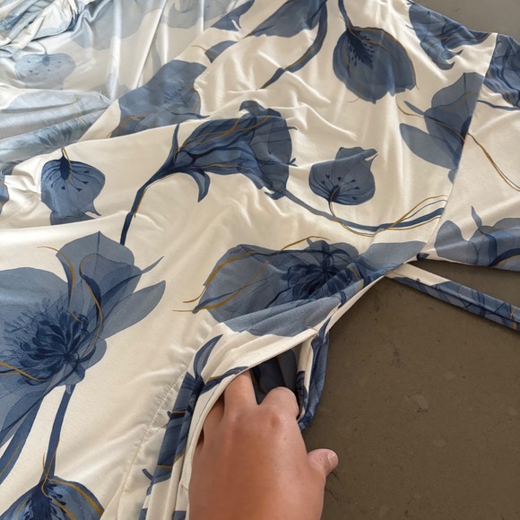 Soma Cool Nights Womens XXL Blue Floral Print Kimono Robe Lightweight Loungewear - Picture 5 of 8